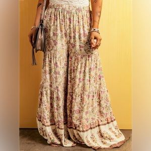 Floral Tiered Wide Leg Pants